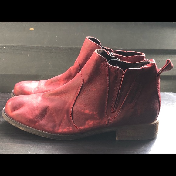 Joseph Seibel Red Cognac Leather Ankle Boots Booties Size 40/9.5 - Picture 4 of 10